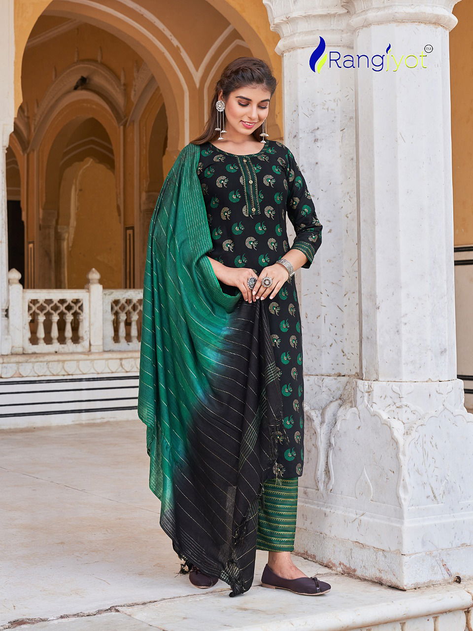 Rangjyot Rangrasiya 1 Fancy Printed Ethnic Wear Rayon Latest Kurti Bottom With Dupatta Collection